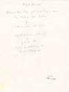 Autograph note relative to an unproduced film scored by Thomson in 1930 and text by Gertrude Stein