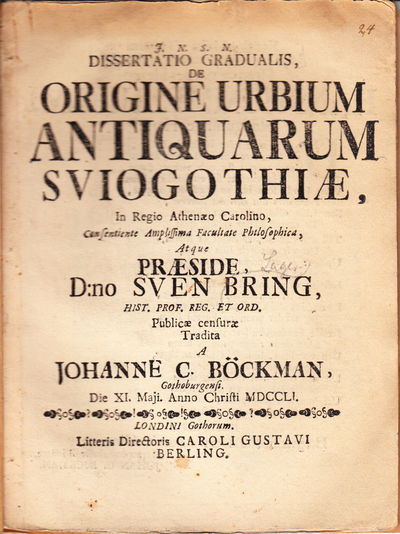 De origine urbium antiquarum Sviogothiae. Diss.
