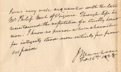 Chief Justice John Marshall Seeks Justice for a Merchant Who Had Provided Supplies to the Virginia Regiment in the Revolutionary War, But Never Been Paid