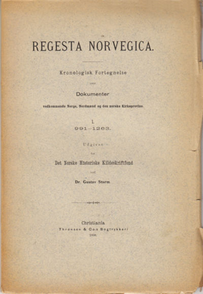 Regesta Norvegica. Kronologisk fortegnelse over…
