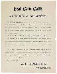 [Broadside] Coal, Corn, Cattle. A Few Special Investments