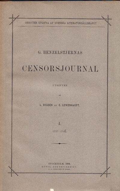 G. Benzelstjernas censorsjournal 1737-1746,…