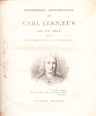 Egenhändiga anteckningar af Carl Linnæus om sig…