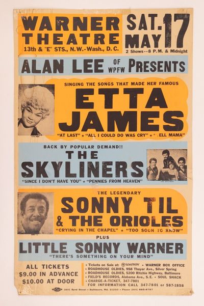 ORIGINAL GLOBE CONCERT POSTER ETTA JAMES AT WARNER THEATRE Globe