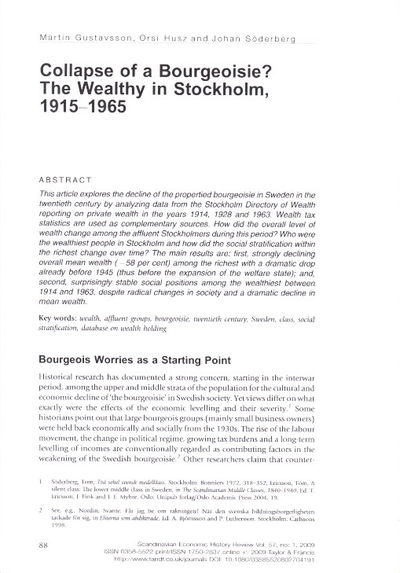 Collapse of a Buorgeoise? The Wealthy in…