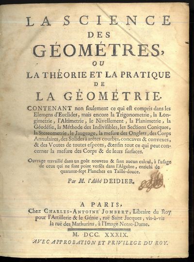 La science des géométres,  ou la théorie et la…