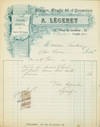 Receipt from A. Legeret (32 Rue de Londres, Paris) to M. Couture (9 Rue Commandant Marchand, Paris). 1911