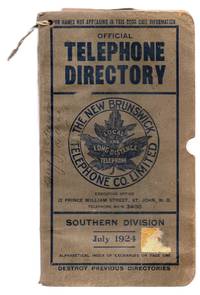 image of Official Telephone Directory, New Brunswick Telephone Co., Southern Division, July 1924