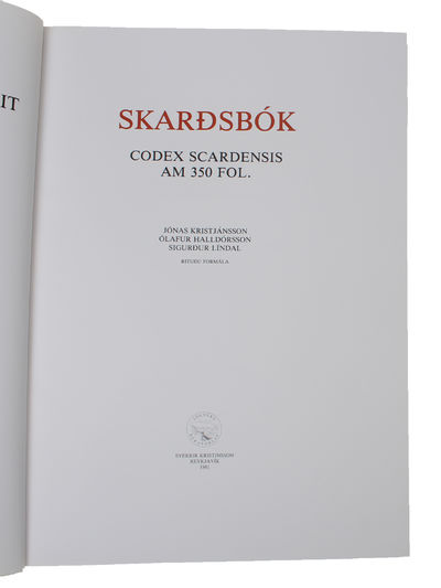 Codex Scardensis AM 350 Folio. Jónas Kristjánsson, Olafur Halldórsson, Sigurdur Lindal rituda Formála. (photo 2)