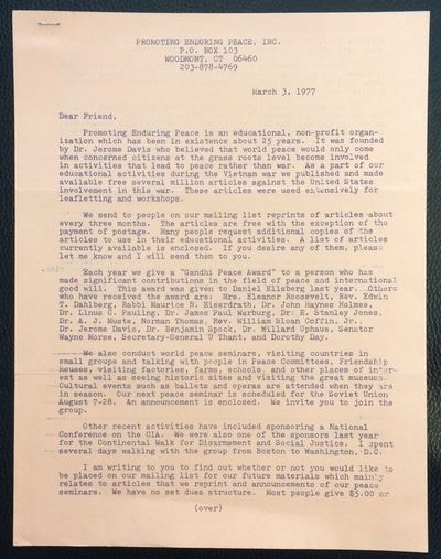 Promoting Enduring Peace [introductory packet]