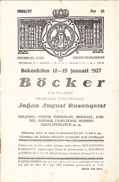 Bokauktion den 12-15 januari 1927. Böcker som…
