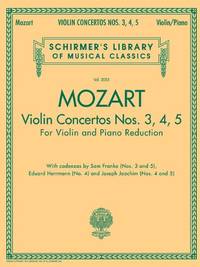 Violin Concertos Nos. 3, 4, 5: Schirmer Library Of Classics Volume 2055 For Violin And Piano Red - 