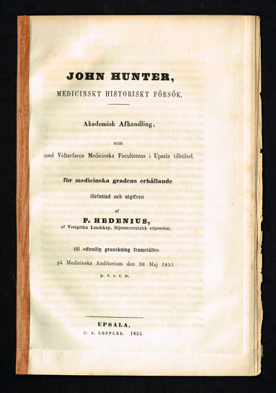 John Hunter, medicinskt historiskt försök.…