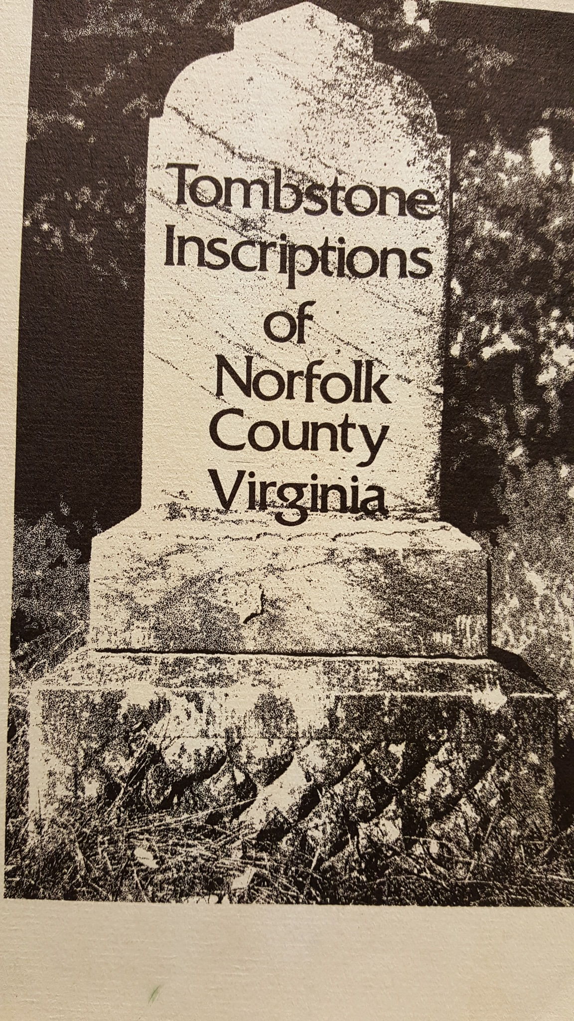 Tombstone Inscriptions Of Norfolk County Virginia By Charles B Jr Cross Paperback 1st 1979 From First Landing Books Art Sku
