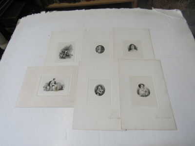 Six Proof Note Engravings by Charles Schlecht, c.1870's