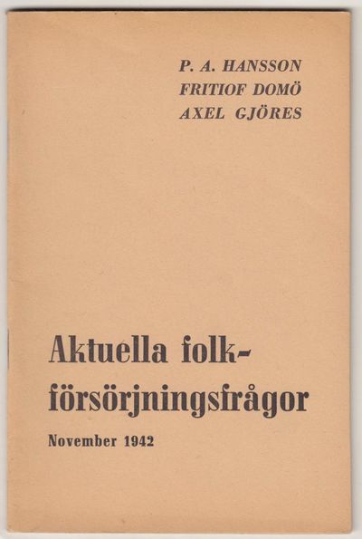 Aktuella folkförsörjningsfrågor. November 1942.…