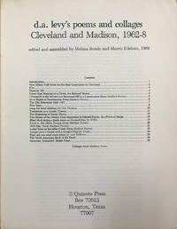 d.a. levy’s poems and collages: Cleveland and Madison, 1962–8 by d.a levy - First printing - 1980 - from Passages Bookshop (SKU: 4171)