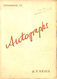 Catalogue 113/(1966): Autographs. by H.P. - NEW YORK KRAUS - from Frits Knuf Antiquarian Books (SKU: 37512)