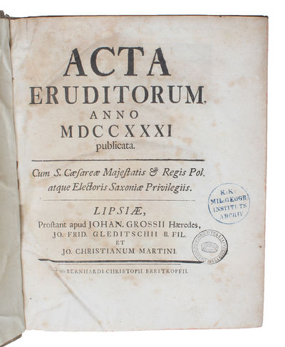 Acta Eruditorum Anno MDCCXXXI.