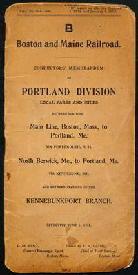 B" Boston and Maine Railroad, Conductor's Memorandum of Portland Division Local Fares and Miles between stations, Main Line, Boston, Mass., to Portland, Me., via Portsmouth N. H