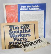 [Campaign mailer with original envelope, 8.5x11 inches, three pieces - mimeo 2p. letter, tabloid campaign platform and poster / invitation to the YSA national convention] by Socialist Workers Party '72 Campaign Committee - 1972