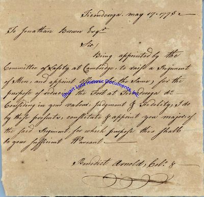 Contemporary Copy Of An Important Benedict Arnold Letter About The Siege Of Fort Ticonderoga