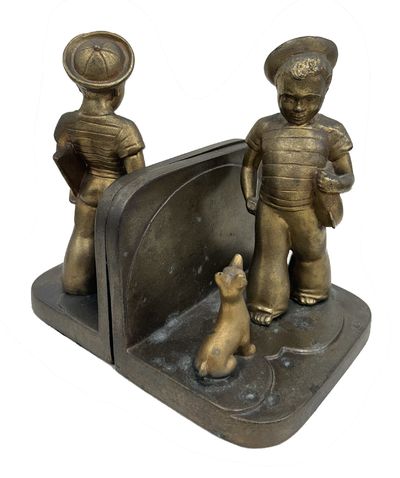 Art Deco Bookends: Sailor boy and Dog