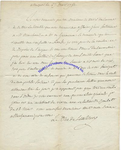 The Duke Of Lauzun, In Newport And Awaiting A March To Yorktown, Promises A Recounting Of The Battle Of 16th March, The Battle Of Cape Henry Off Of Virginia