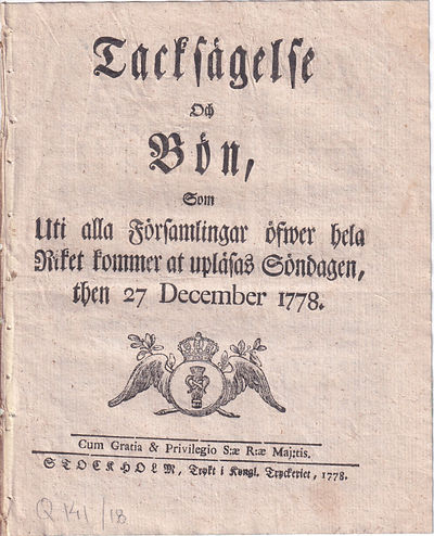 Tacksägelse och bön, som uti alla församlingar…
