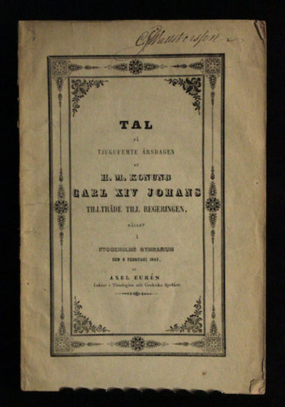 Tal på tjugufemte årsdagen af h. m. konung Carl…