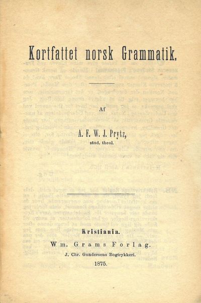 Kortfattet norsk Grammatik.