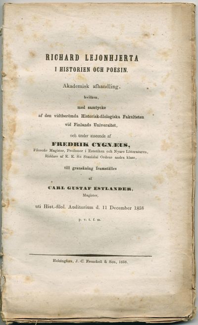 Richard Lejonhjerta i historien och poesin. A.a.