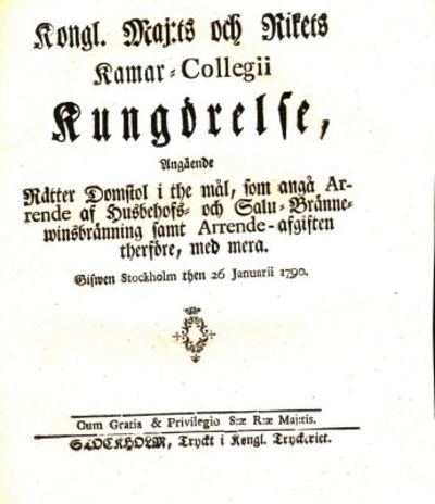 Kongl. Maj:ts och Rikets Kamar-Collegii…
