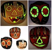 Three (3) 1950's Glow-In-The Dark Children's Halloween Masks