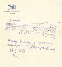 Autograph musical quotation from the composer's Sixth Symphony, signed [in Cyrillic] "D Shostakovich