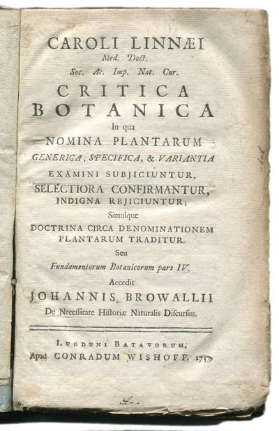 Critica botanica in qua nomina plantarum…