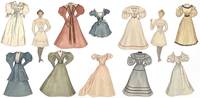 Handmade 5.5" Paper Dolls -- 1890s Sisters with Ten (10) Costumes