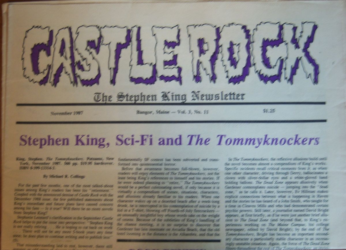 BIBLIO Castle Rock the Stephen King Newsletter November 1987 Vol. 3