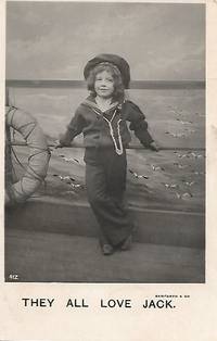 Boy in Sailor Suit on 1907 White Border Real Photo Postcard de Bamforth and Co - ca 1907