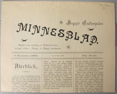 Bergsjö godtemplars minnesblad 5 november 1899.