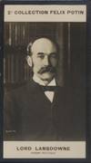 Photographie de la collection Félix Potin (4 x 7,5 cm) représentant : Lord Lansdowne, homme politique anglais. Début XXe. Vers 1900.