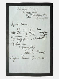Autograph letter signed by Scottish artist Thomas Faed (1826-1900) to the Irish artist Alfred Elmore (1815-1881)