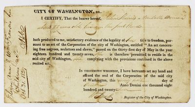 Washington DC: October 31, 1827. Very good.. Partially-printed form, completed in manuscript, 4 x 7....