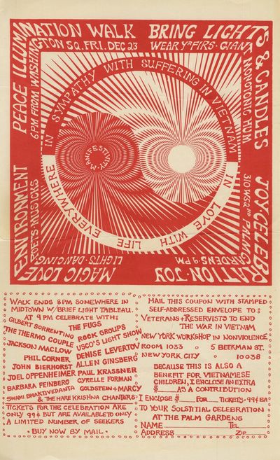 Peace Illumination Walk. Washington Sq. Fri. Dec. 23