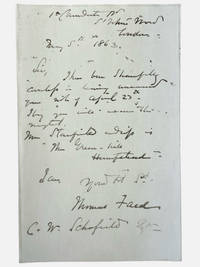 Autograph letter signed by Scottish artist Thomas Faed (1826-1900) about the artist Clarkson Stanfield