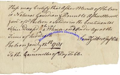Archive Pertaining To Asher Merrell, Soldier Killed During American Revolution, To Ensure Payment For His Service