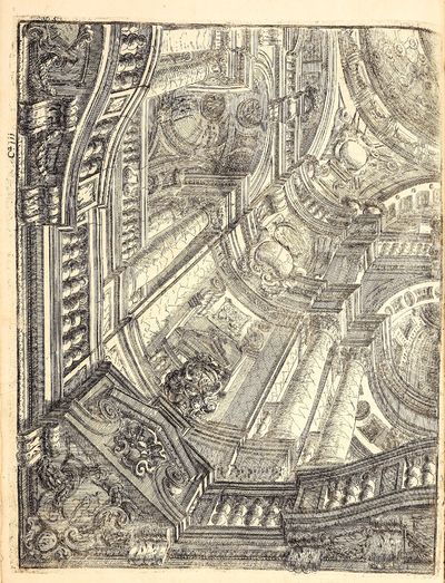 L'Archittettura civile preparata su la geometria, e ridotta alle prospettive. Considerazioni pratiche di Ferdinando Galli Bibiena cittadino Bolognese Architetto Primario, Capo Mastro Maggiore, e Pittore di Camera, e Feste di Teatro della Maestà, Dissegnate e descritte in cinque parti. La prima contiene la Geometria, e avvertimenti, prima che à fabbricar si pervenga. La seconda. un utile Trattato dell'Architettura civile in generale, e le divisioni di essa molto facilitate. La Terza. La Prospettiva commune, orizontale, e di sotto in sù. La Quarta. Un brieve discorso di Pittura, e la Prospettiva per li Pittori di Figure, colla nuova Prospettiva delle Scene Teatrali vedute per angolo, oltre le praticate da tutti gli altri. La Quinta. La Mecanica, ò arte di movere, reggere, e traspostar pesi. Dedicata Alla Sacra Cattolica Real Maestà di Carlo III. Re delle Spagne, d'Ungheria, Boemia &c