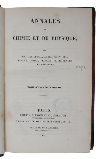 Premier Mémoire sur les Types Chimiques; Par M. J. Dumas. (+) Second Mémoire sur les Types Chimiques; par MM. J. Dumas et J.-S. Stas. - [THE MAIN PAPER ON SUBSTITUTION AND THE THEORY OF TYPES.] (photo 2)