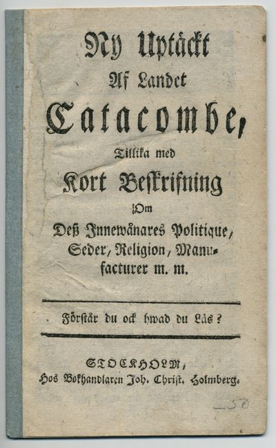 Ny uptäckt af landet Catacombe, tillika med kort…