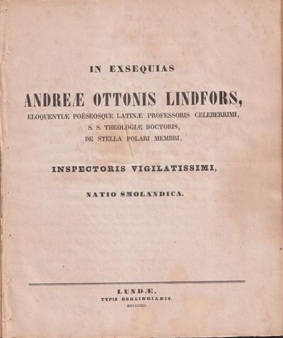 In exsequias Andreæ Ottonis Lindfors ...…